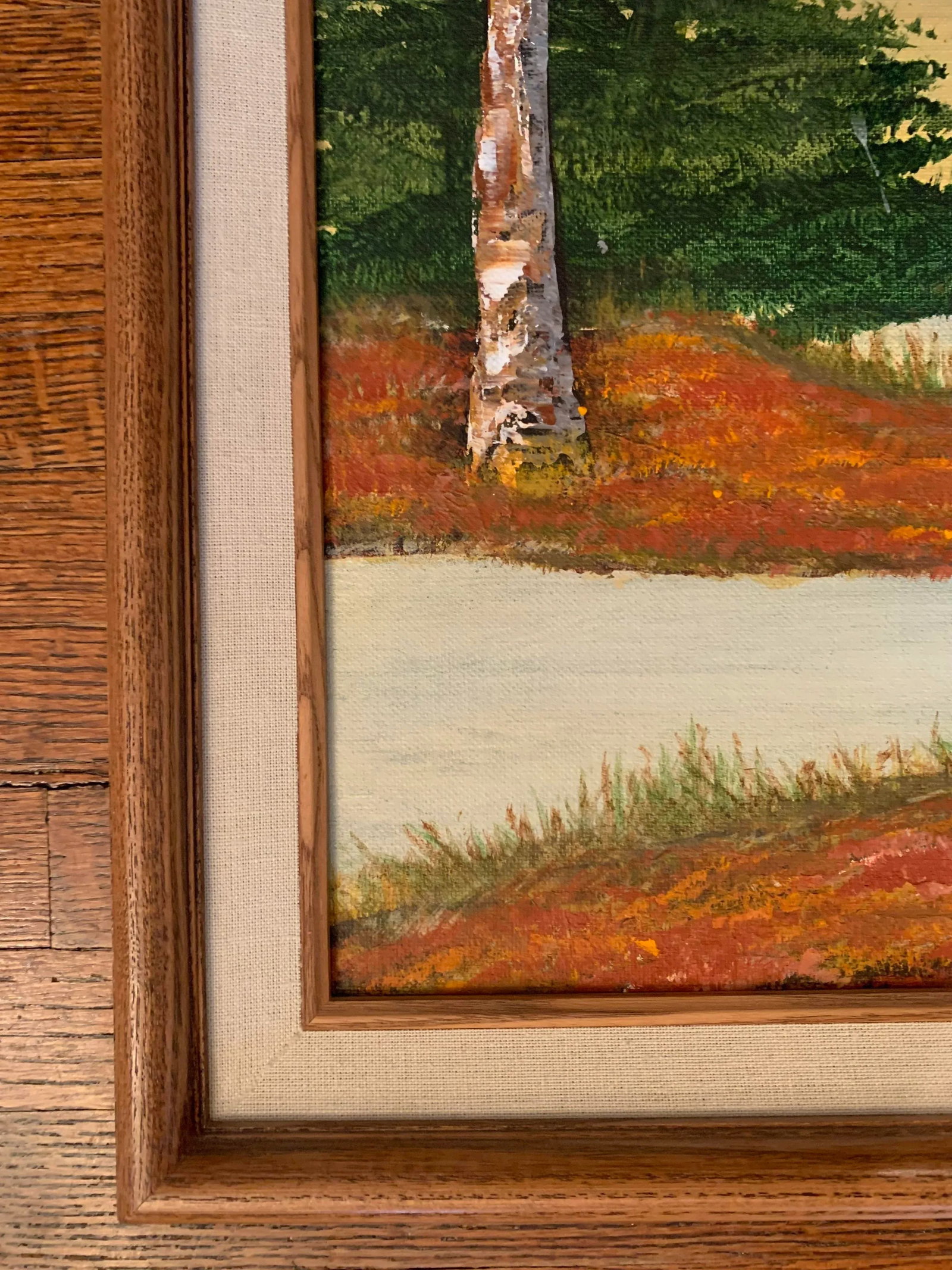 1970s Folk Art Forest Landscape Acrylic Painting, Framed - 4