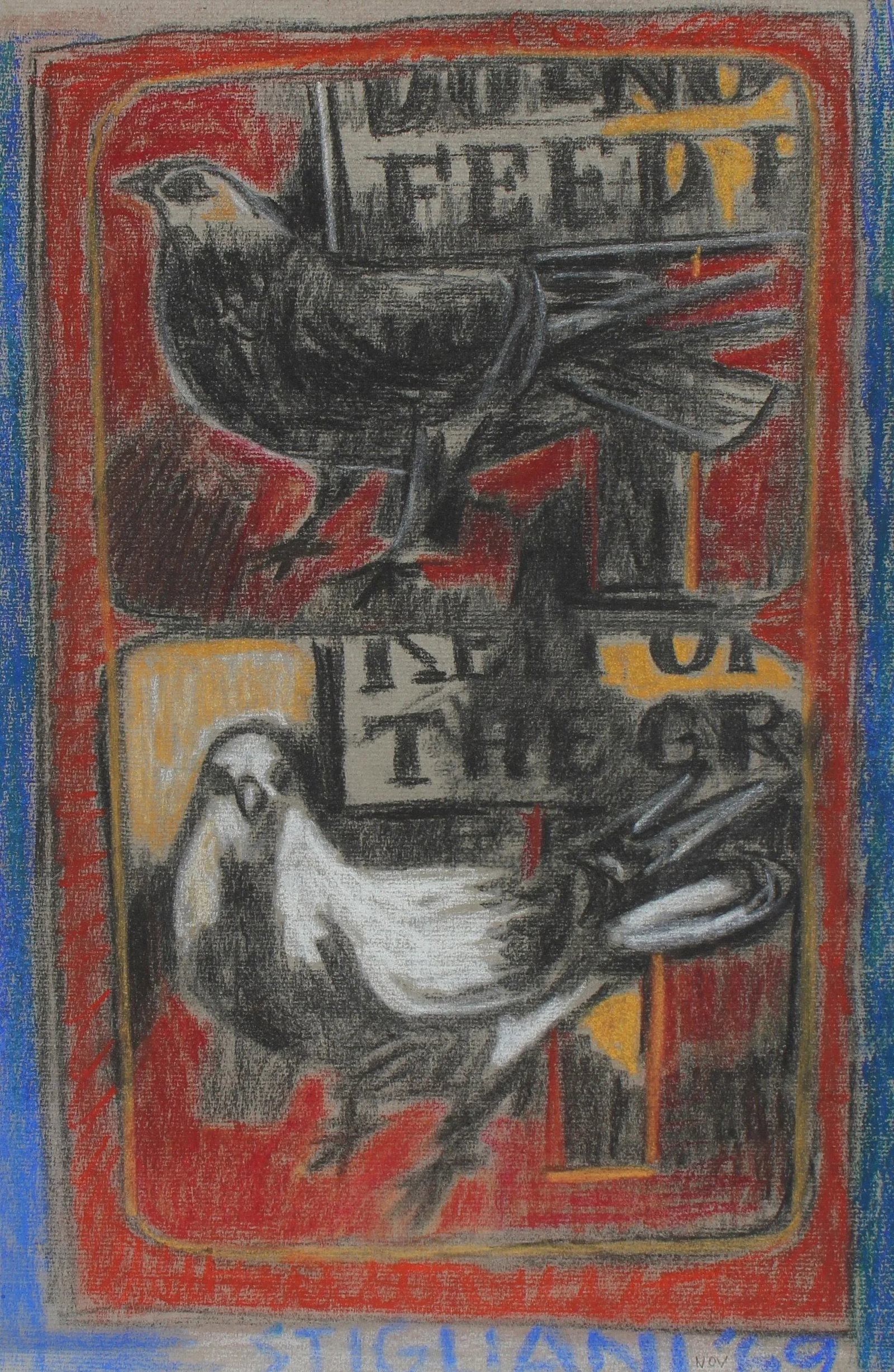 New York Pigeon Study 1969 Pastel - 3