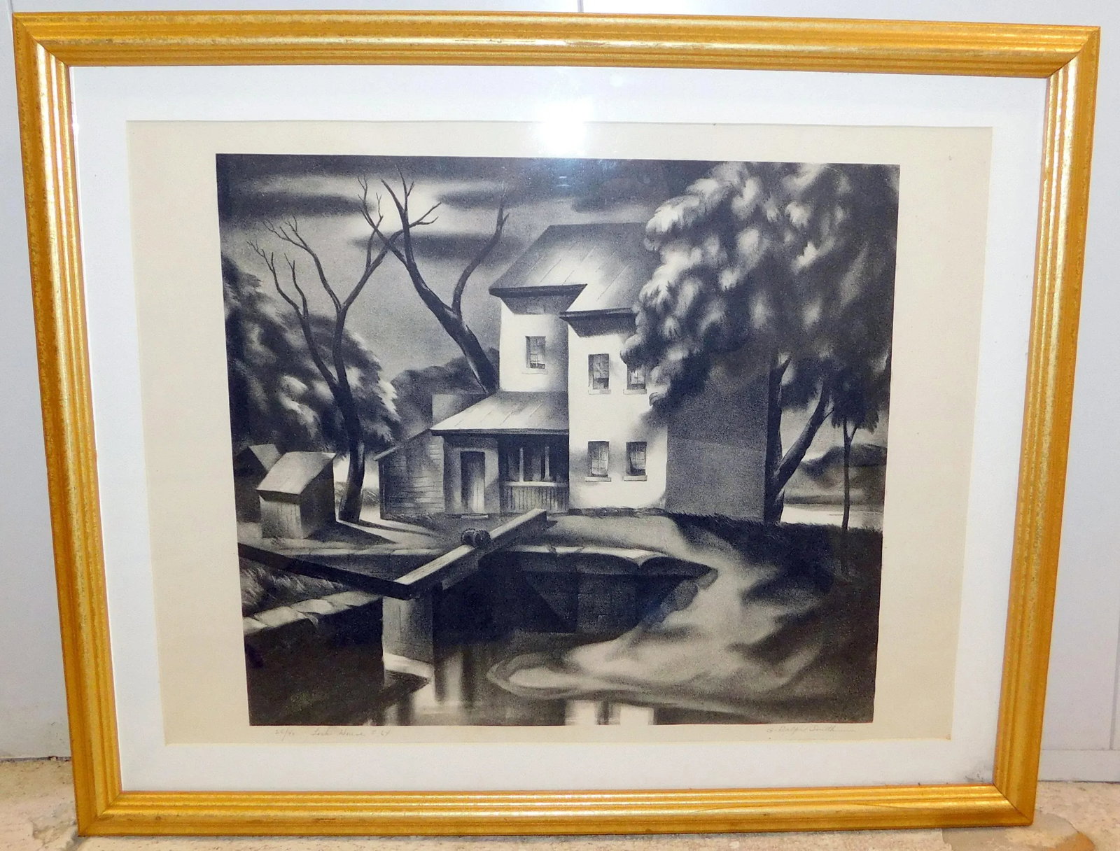 1940s "Lock House #64" G. Ralph Smith Lithograph, Framed - 7