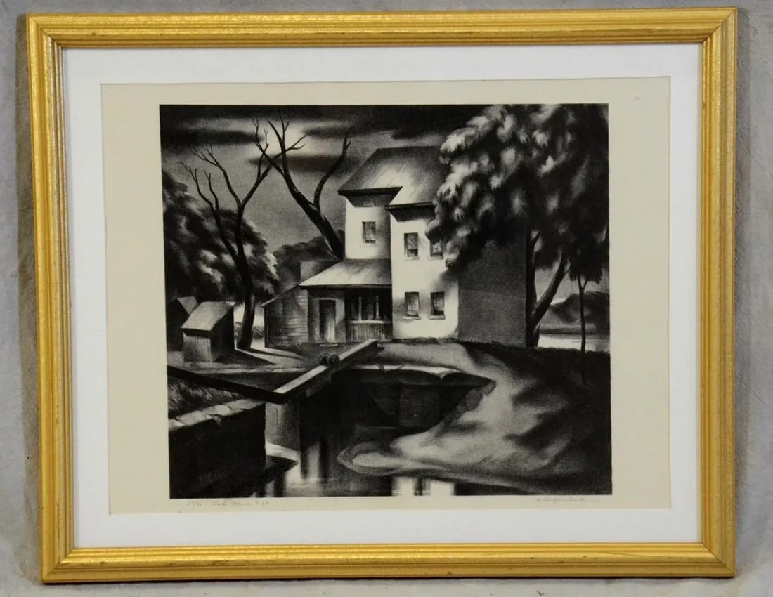1940s "Lock House #64" G. Ralph Smith Lithograph, Framed - 9