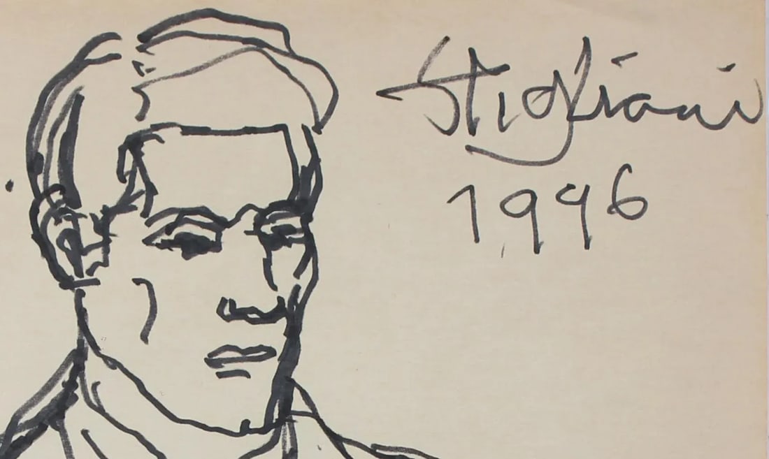 Modernist Portrait of a Man 1945 Ink - 2