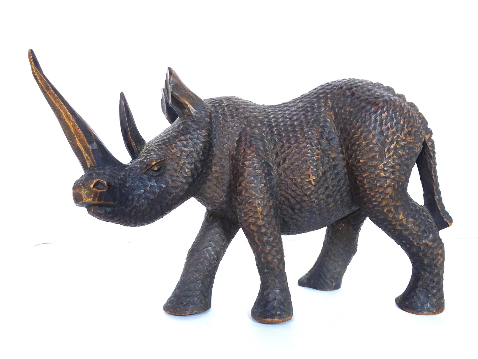 Mid 20th Century African Carved Wood Black Rhinoceros Sculpture - 13