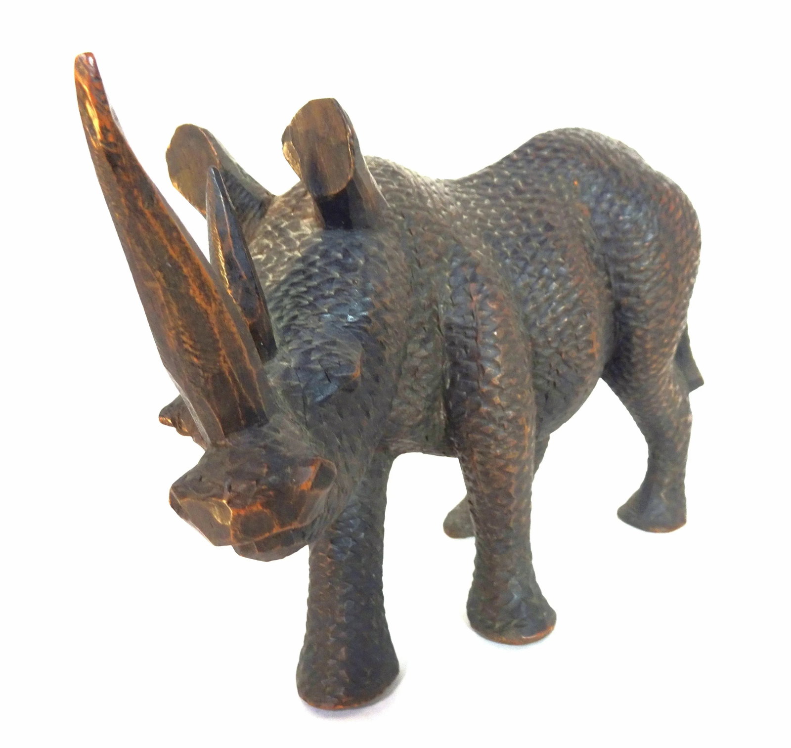 Mid 20th Century African Carved Wood Black Rhinoceros Sculpture - 2