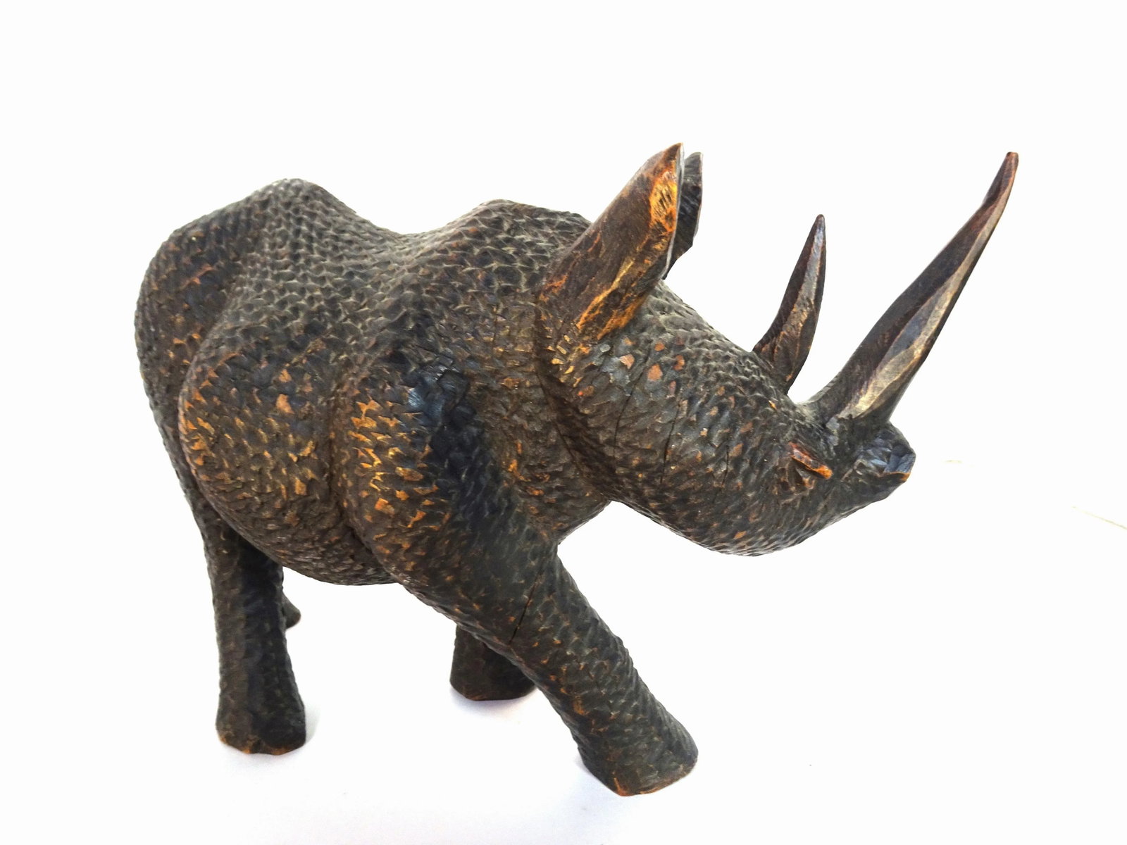 Mid 20th Century African Carved Wood Black Rhinoceros Sculpture - 4