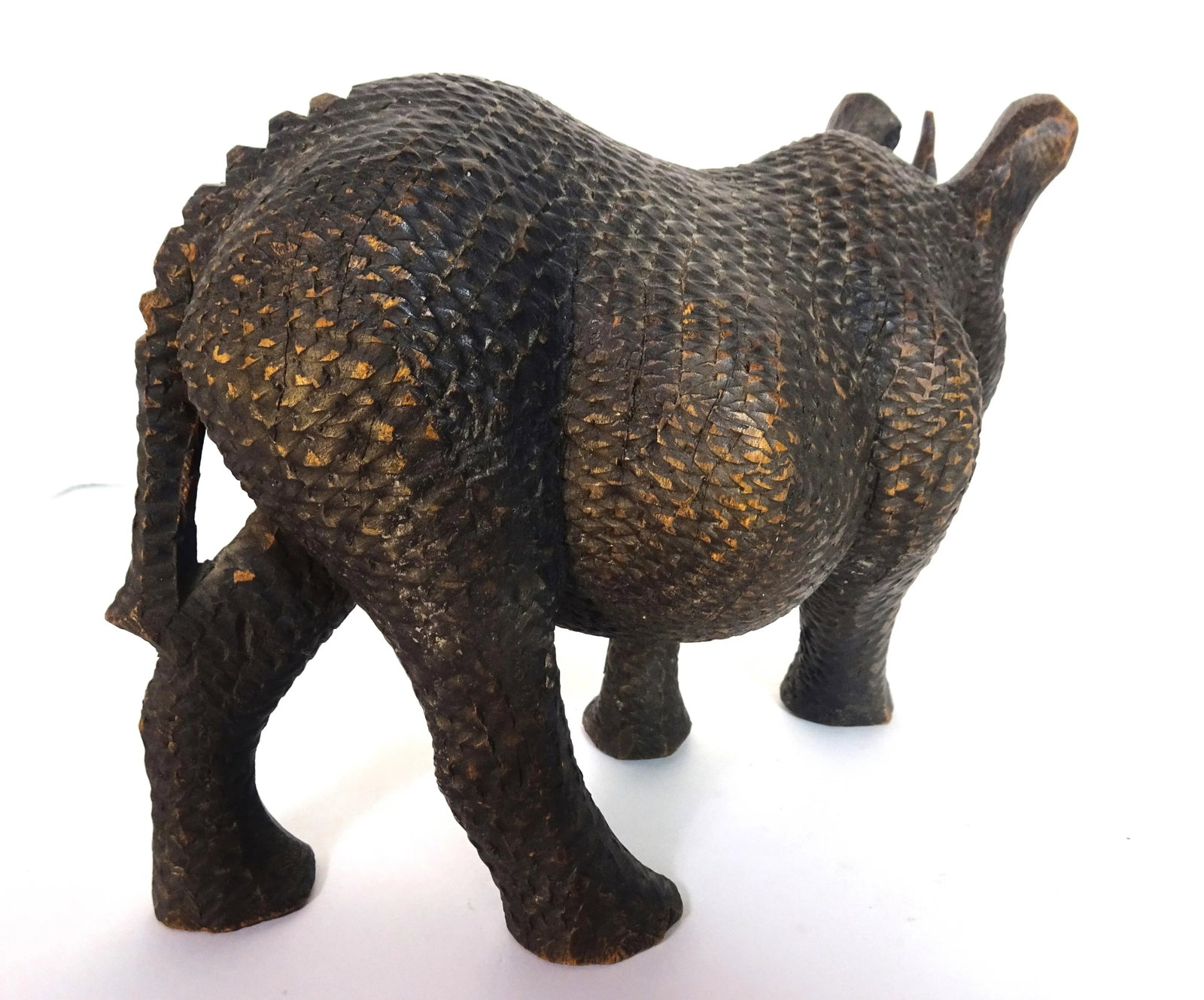 Mid 20th Century African Carved Wood Black Rhinoceros Sculpture - 5