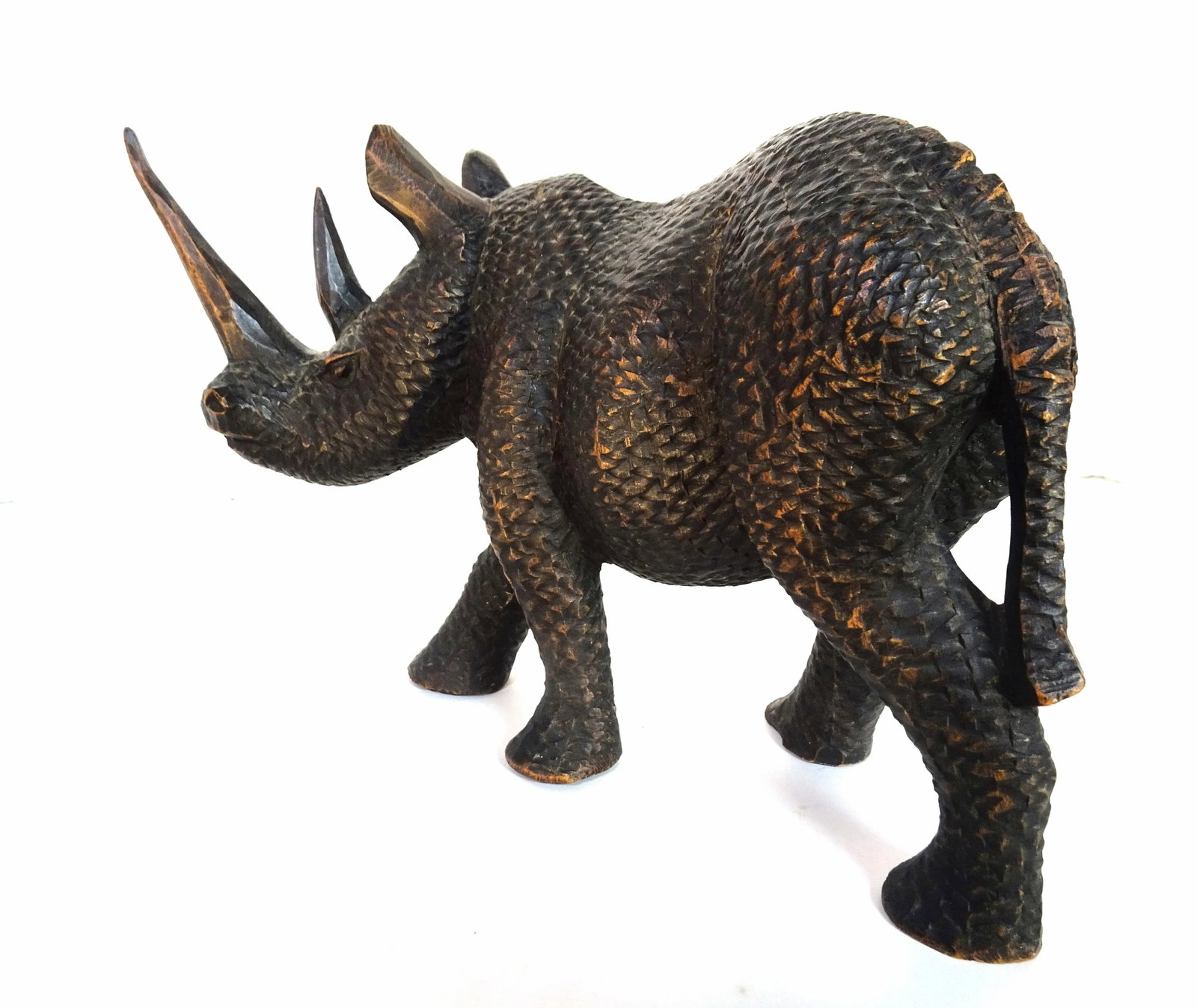 Mid 20th Century African Carved Wood Black Rhinoceros Sculpture - 7
