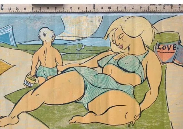 Mid 20th Century Pop Art Fashion Print of a Sunbathing Woman - 2