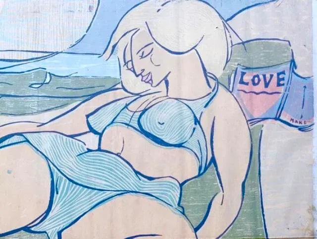 Mid 20th Century Pop Art Fashion Print of a Sunbathing Woman - 3
