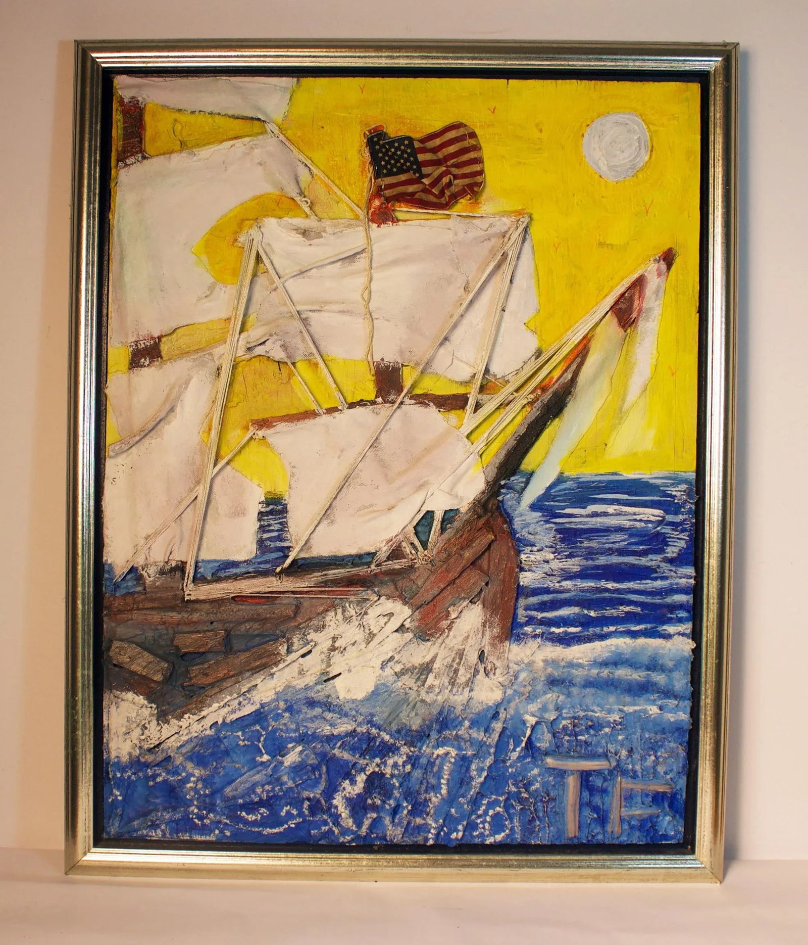 Contemporary Mixed Media Art of an American Clipper Ship - 8