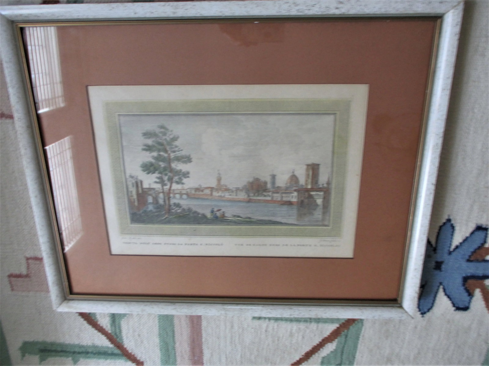 Guiseppe Zocchi (1711-1767) Hand Colored Engraving "Vue Du Pont a La Carraia" - 3