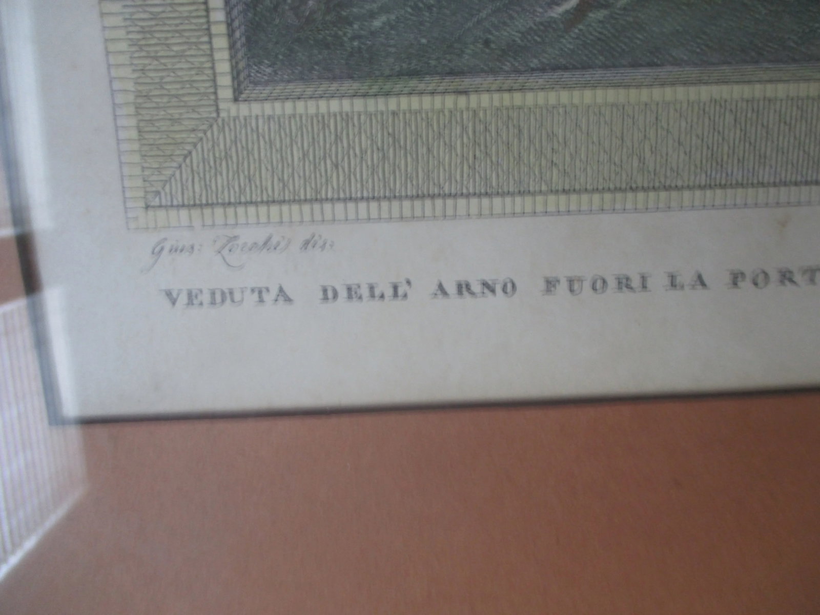 Guiseppe Zocchi (1711-1767) Hand Colored Engraving "Vue Du Pont a La Carraia" - 5