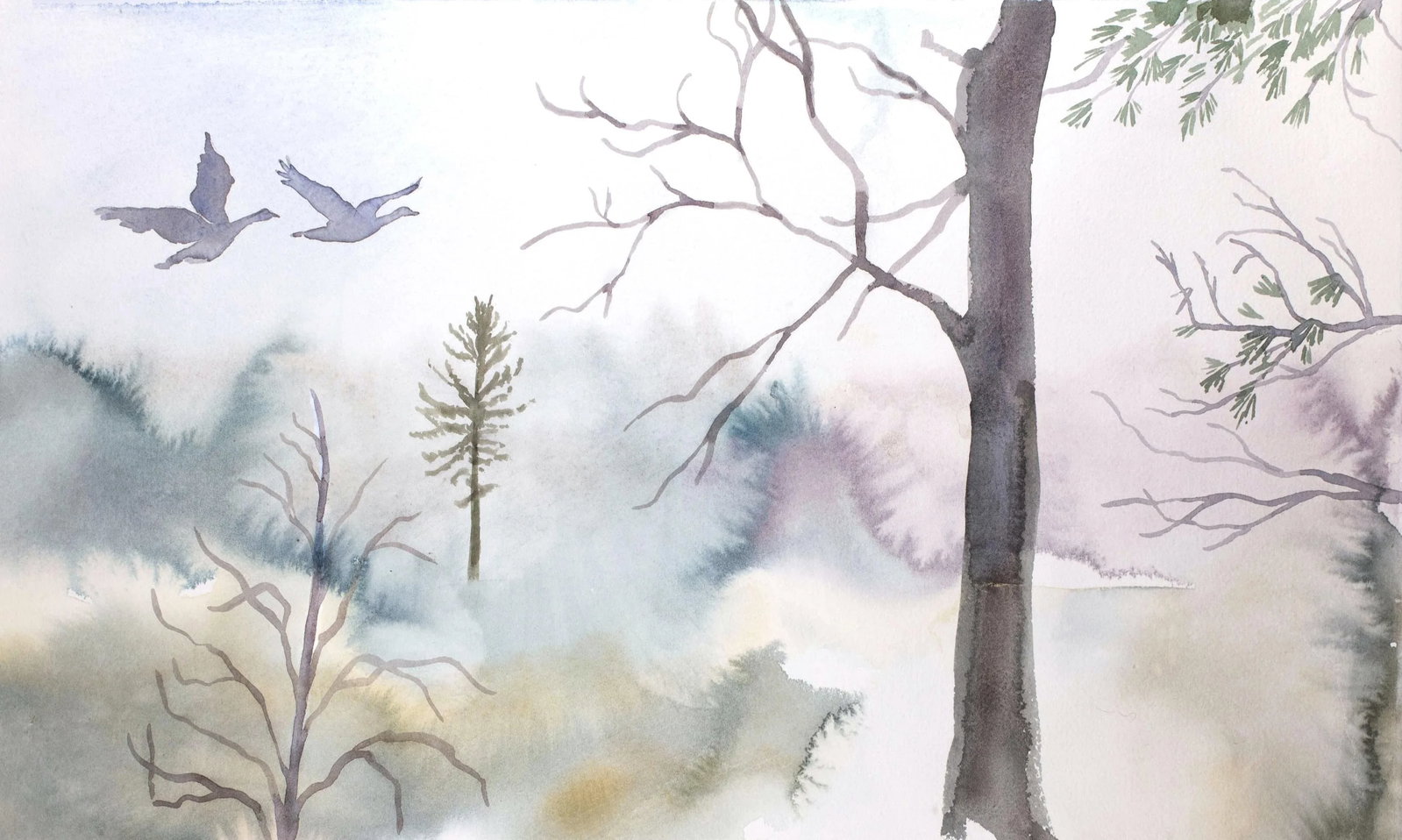 "December No. 3" Contemporary Original Botanical Watercolor Painting by Elizabeth Becker - 2