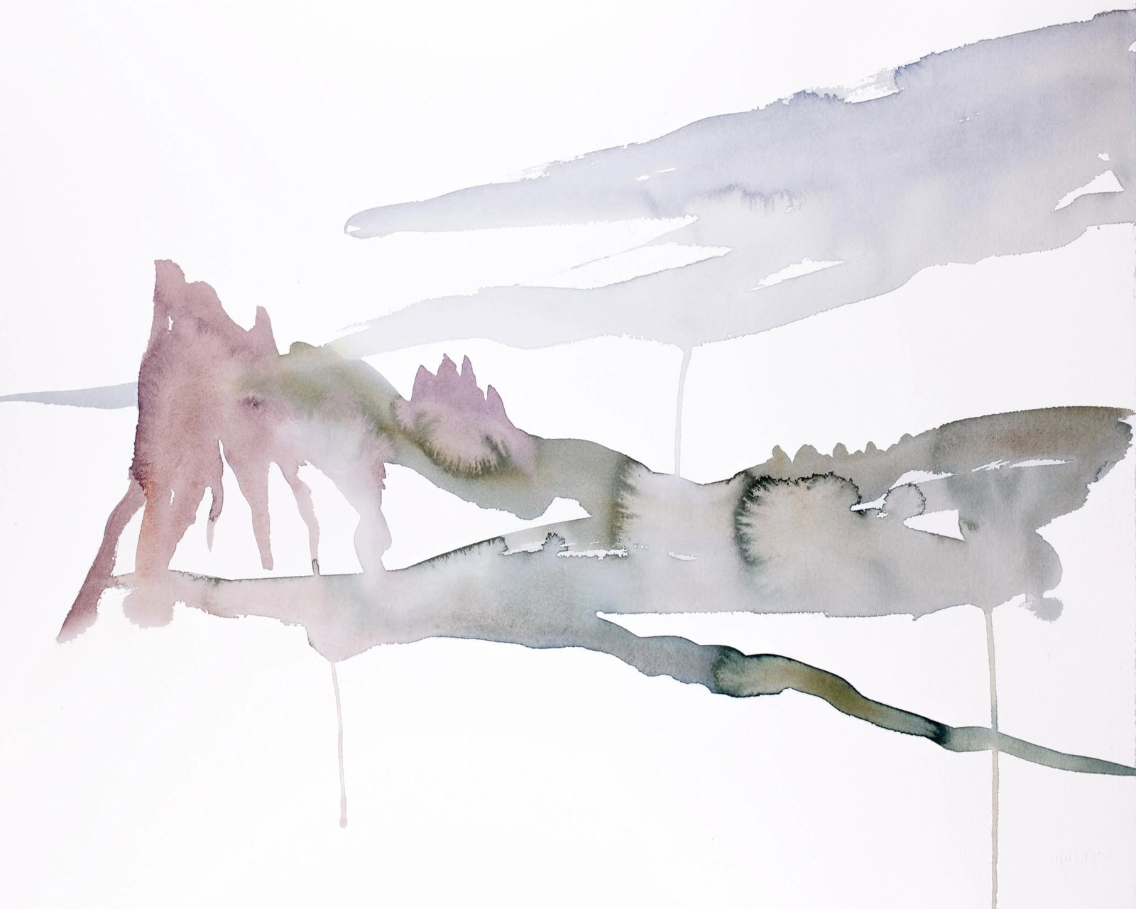 "Colorado No. 33" Contemporary Original Abstract Landscape Watercolor Painting by Elizabeth Becker: Original watercolor painting on 140 lb Arches cold press paper Artist: Elizabeth Becker Year: 2022 Image and Paper Size: 16" x 20" Signed on front Condition: Imperfections: No Imperfections Materials 