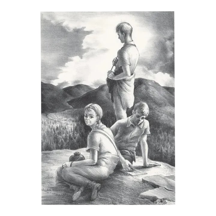 1943 Victoria Huntley Figural Mountain Top Lithograph (1 of 3)
