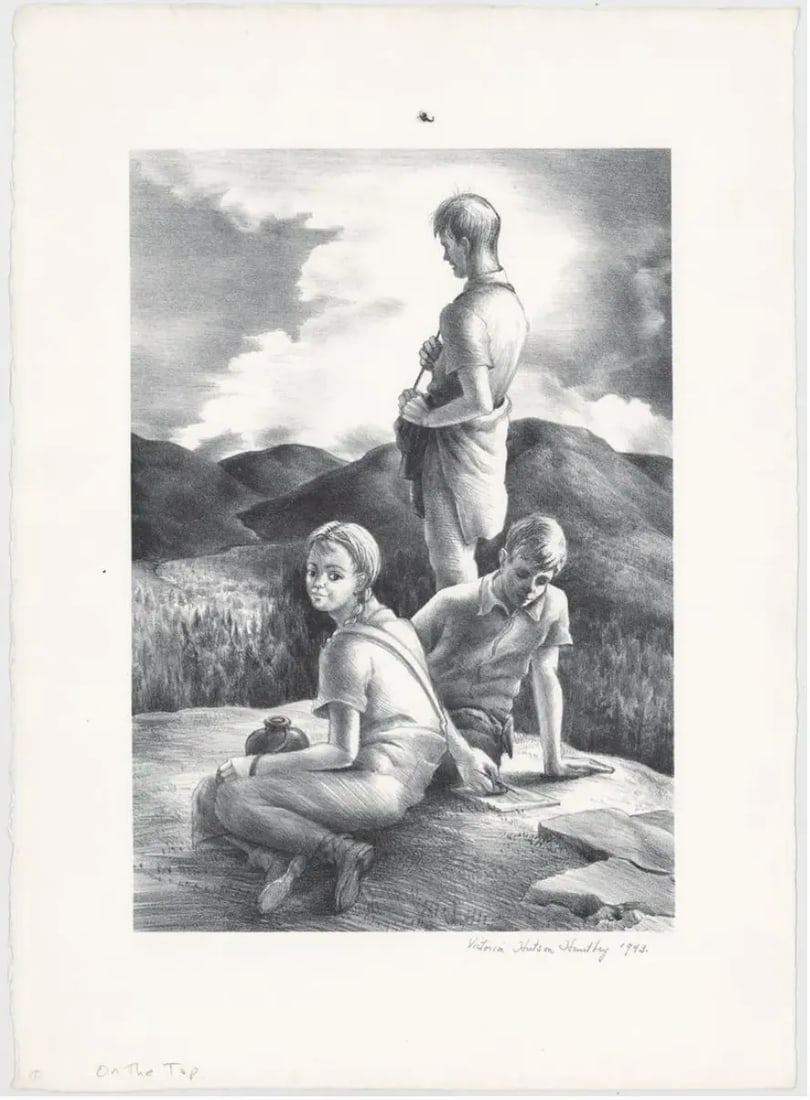 1943 Victoria Huntley Figural Mountain Top Lithograph - 2
