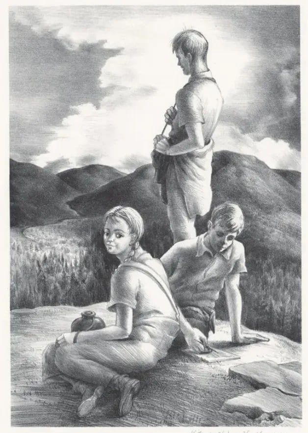 1943 Victoria Huntley Figural Mountain Top Lithograph - 3