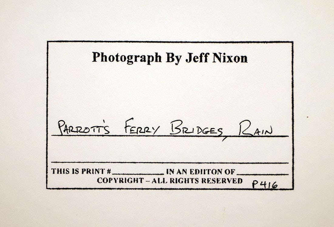 Contemporary Jeff Nixon Silver Halide Photograph, "Parrott's Ferry Bridge - Rain" - 5