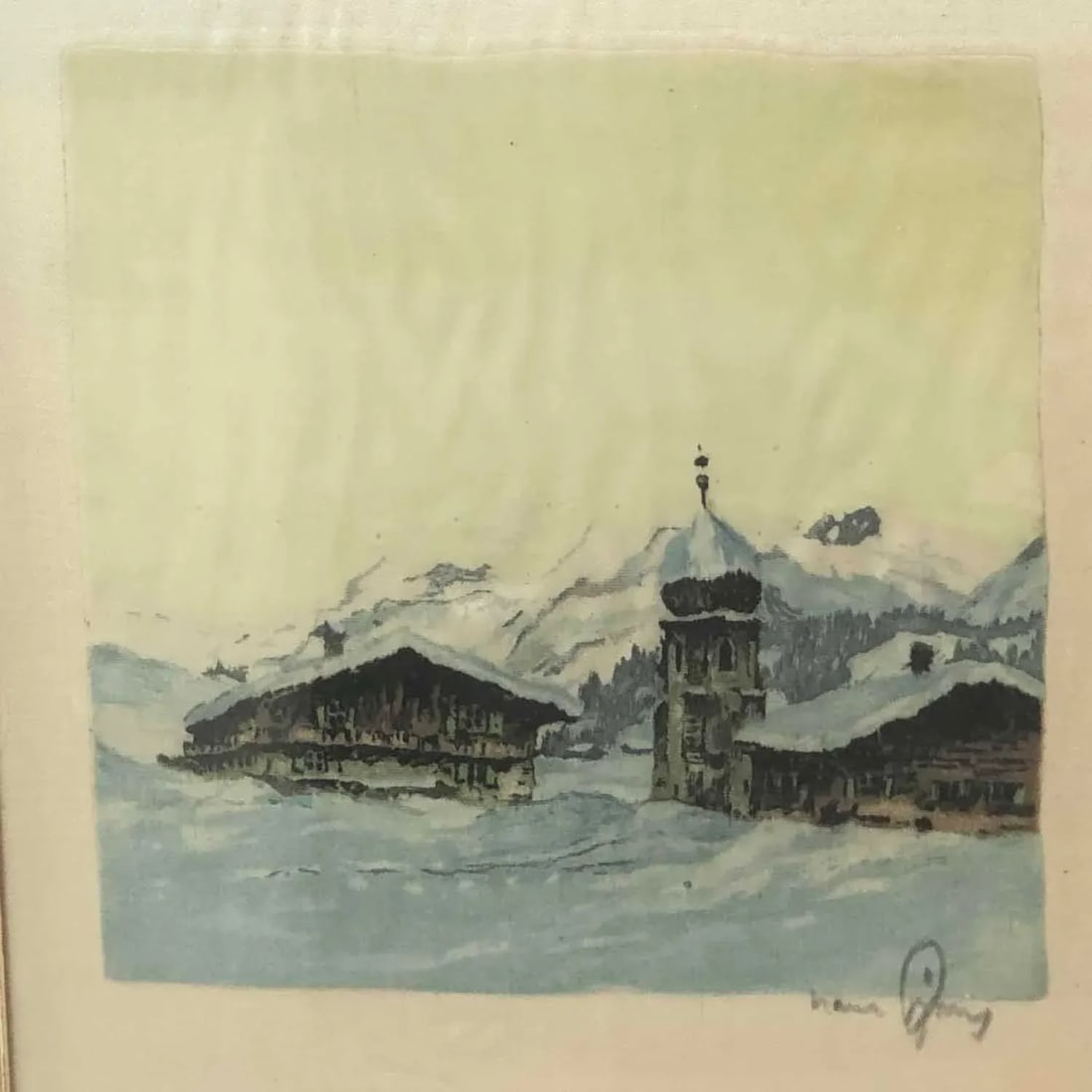 1920s "Onion Tops" Hans Figura Aquatint Silk Print, Framed (Sb18) - 2