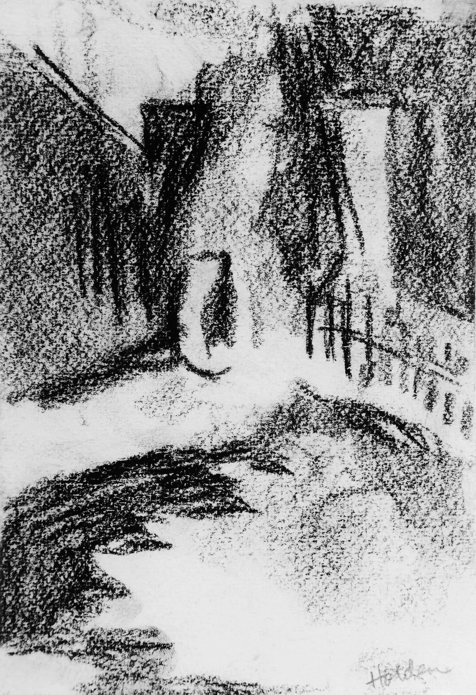 "Garden Landscape" Contemporary Abstract Charcoal Drawing by Martha Holden: Price reduced: over 25 people have "liked" this piece, be the one to own it or give it as a gift! Original charcoal on paper drawing by artist Martha Holden. Martha Holden's drawings and paintings are