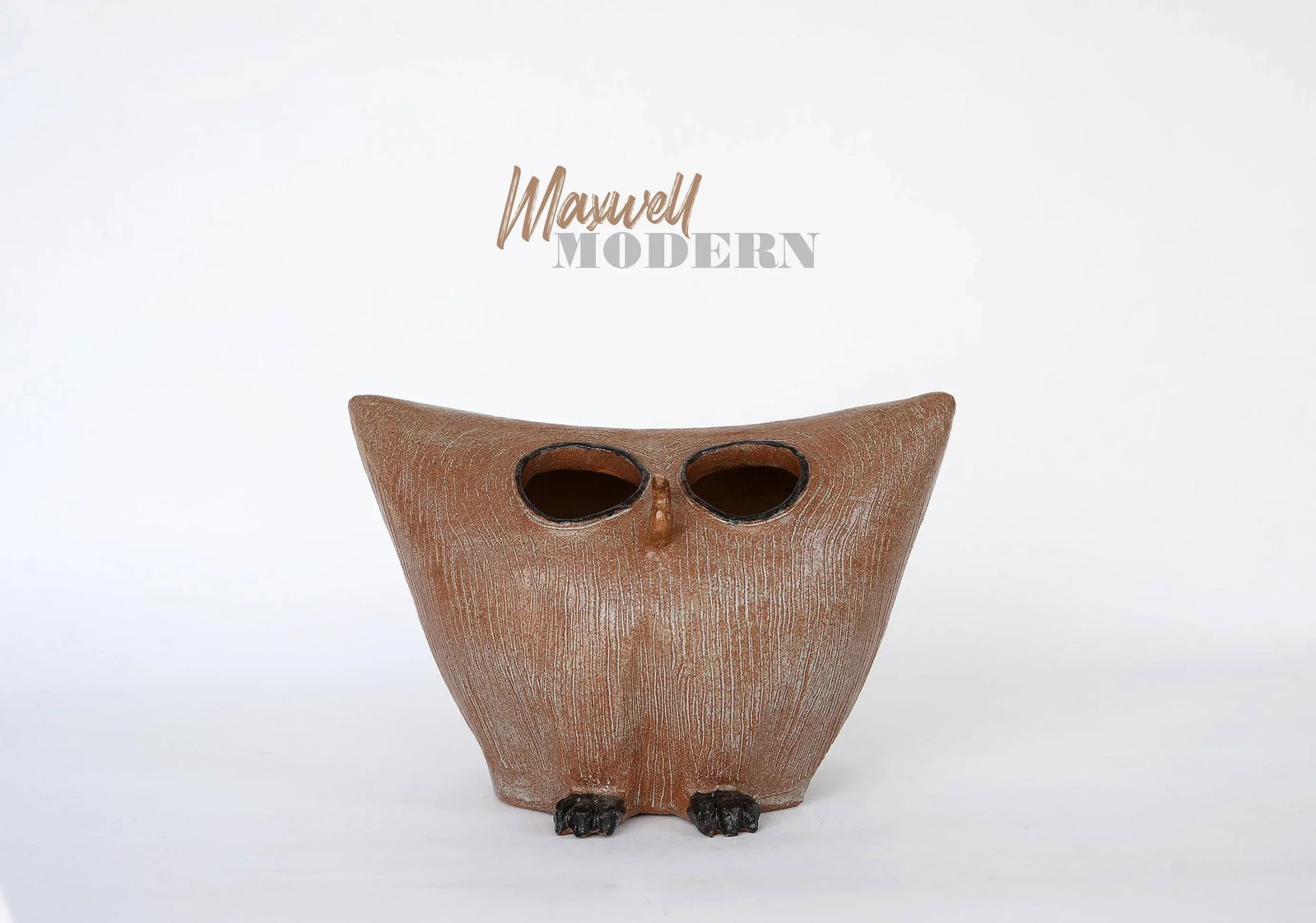 Vintage Signed Modernist Hollow Ceramic Owl Sculpture - 3