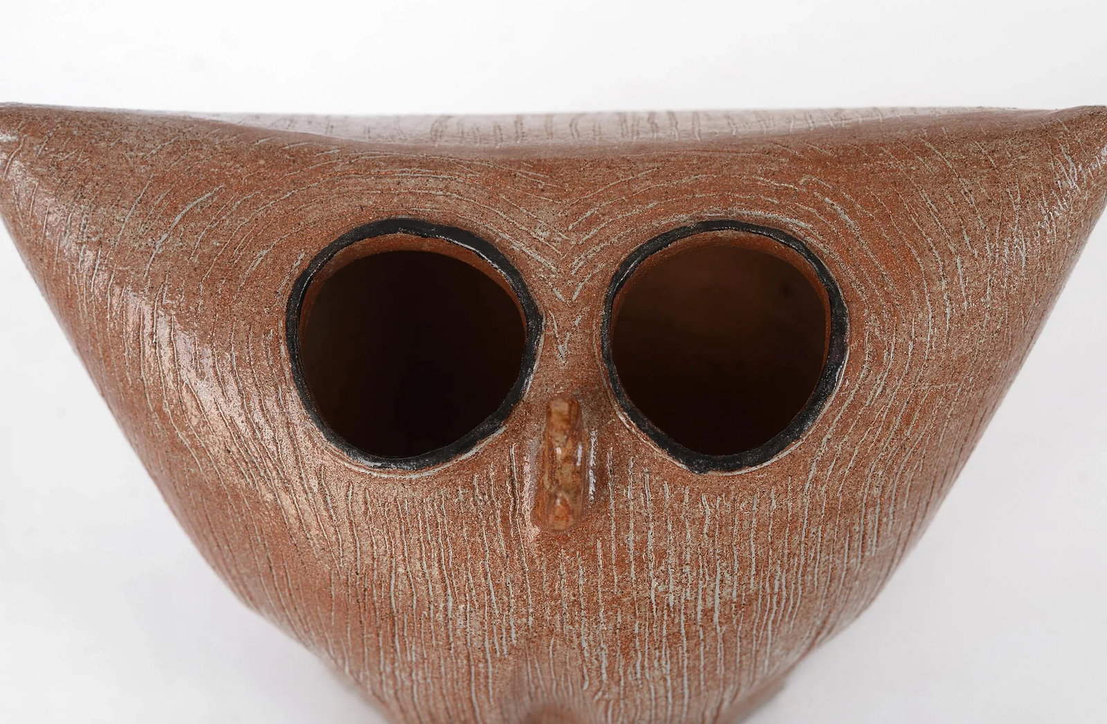 Vintage Signed Modernist Hollow Ceramic Owl Sculpture - 6