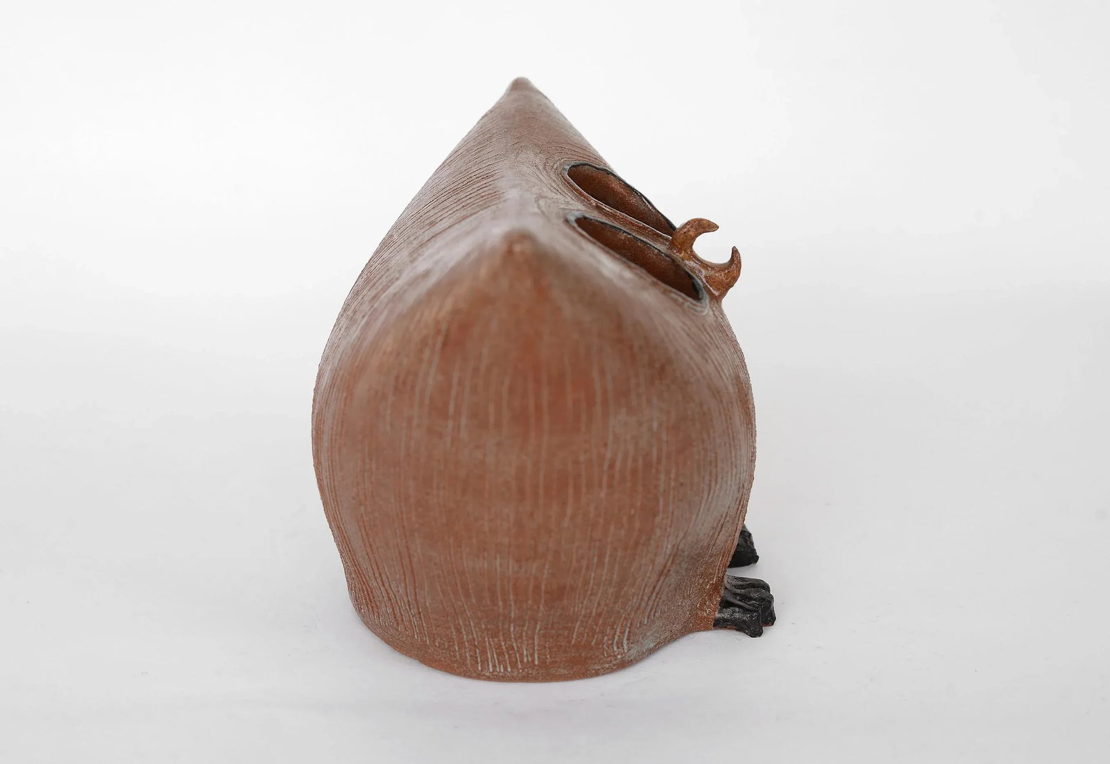 Vintage Signed Modernist Hollow Ceramic Owl Sculpture - 7