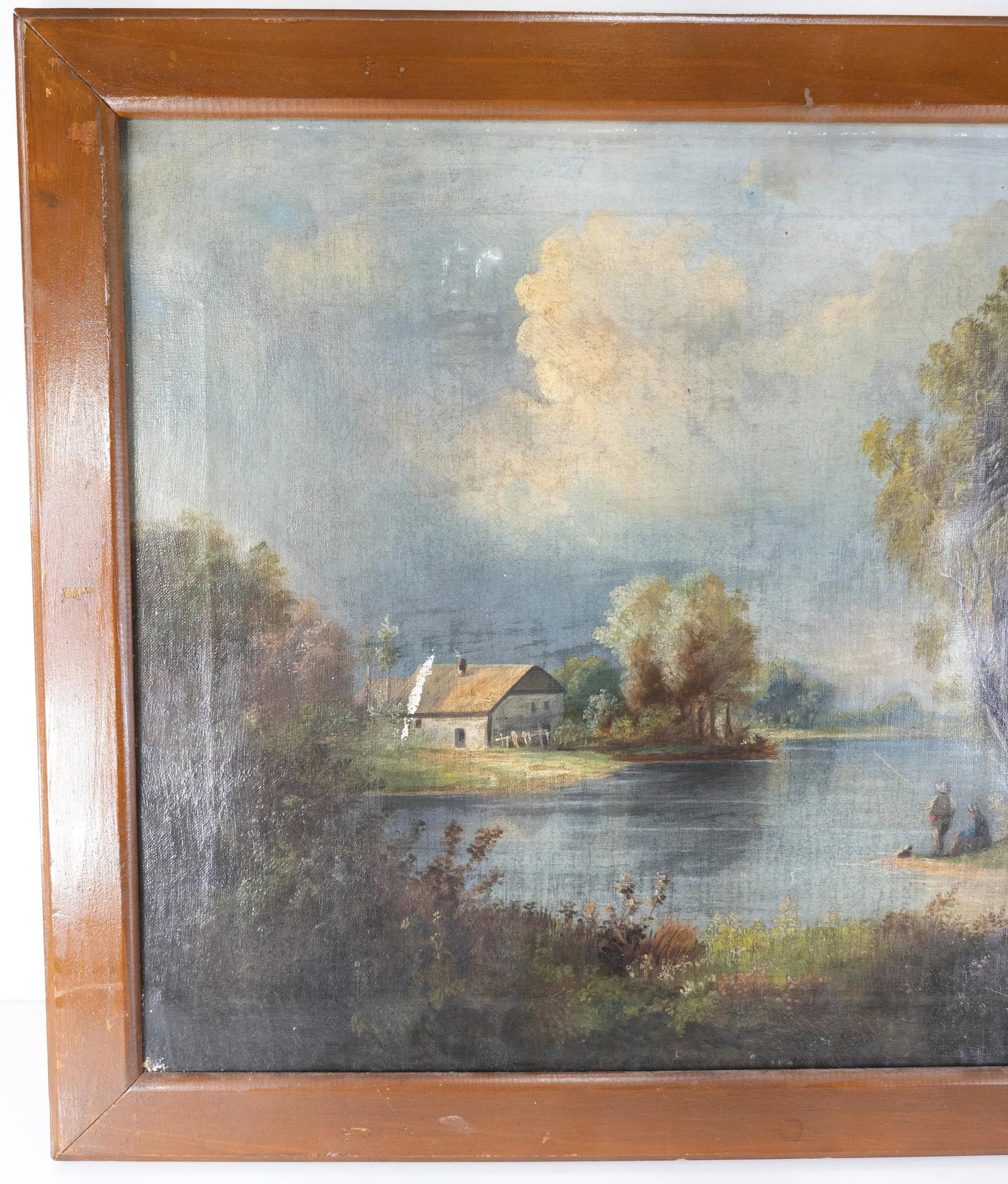 Continental European Landscape Fishing Scene Painting - 2