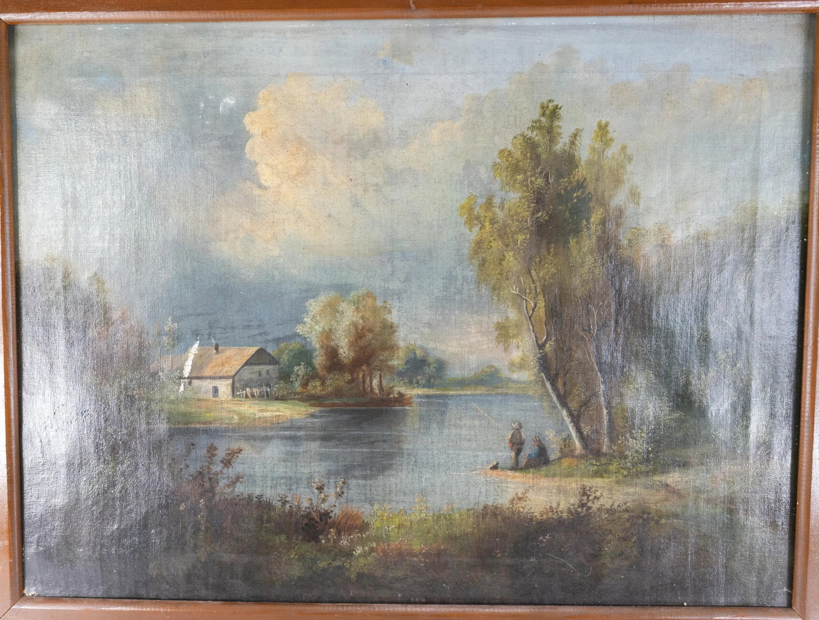 Continental European Landscape Fishing Scene Painting - 4