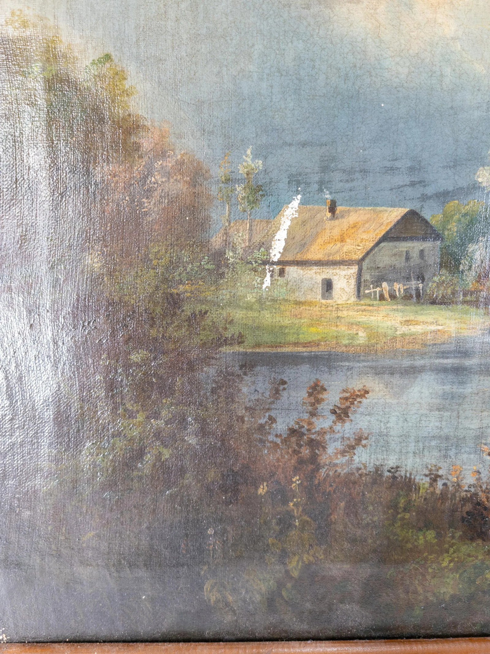 Continental European Landscape Fishing Scene Painting - 5