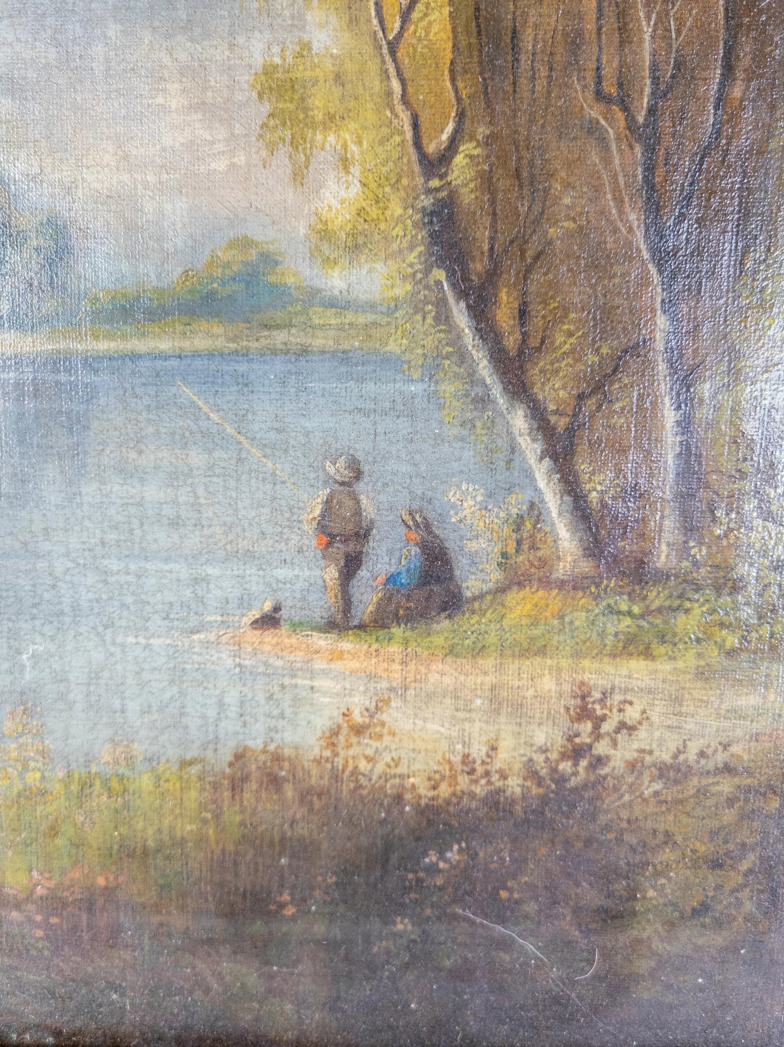 Continental European Landscape Fishing Scene Painting - 6