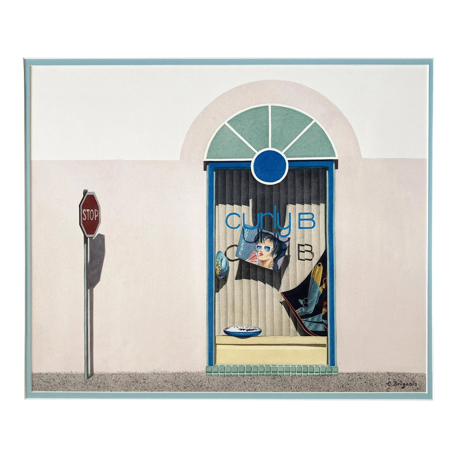 1987 Evelyne Brigeois Watercolor Painting, "A Storefront in Troyes, France": Artist: Evelyne Brigeois - French/American (1946-2016) Title: Troyes III Year: 1987 Medium: Watercolor Sight size: 16.5 x 20 inches. Matted size: 23.25 x 26.25 inches Framed size: 24.75 x 27.75 inches
