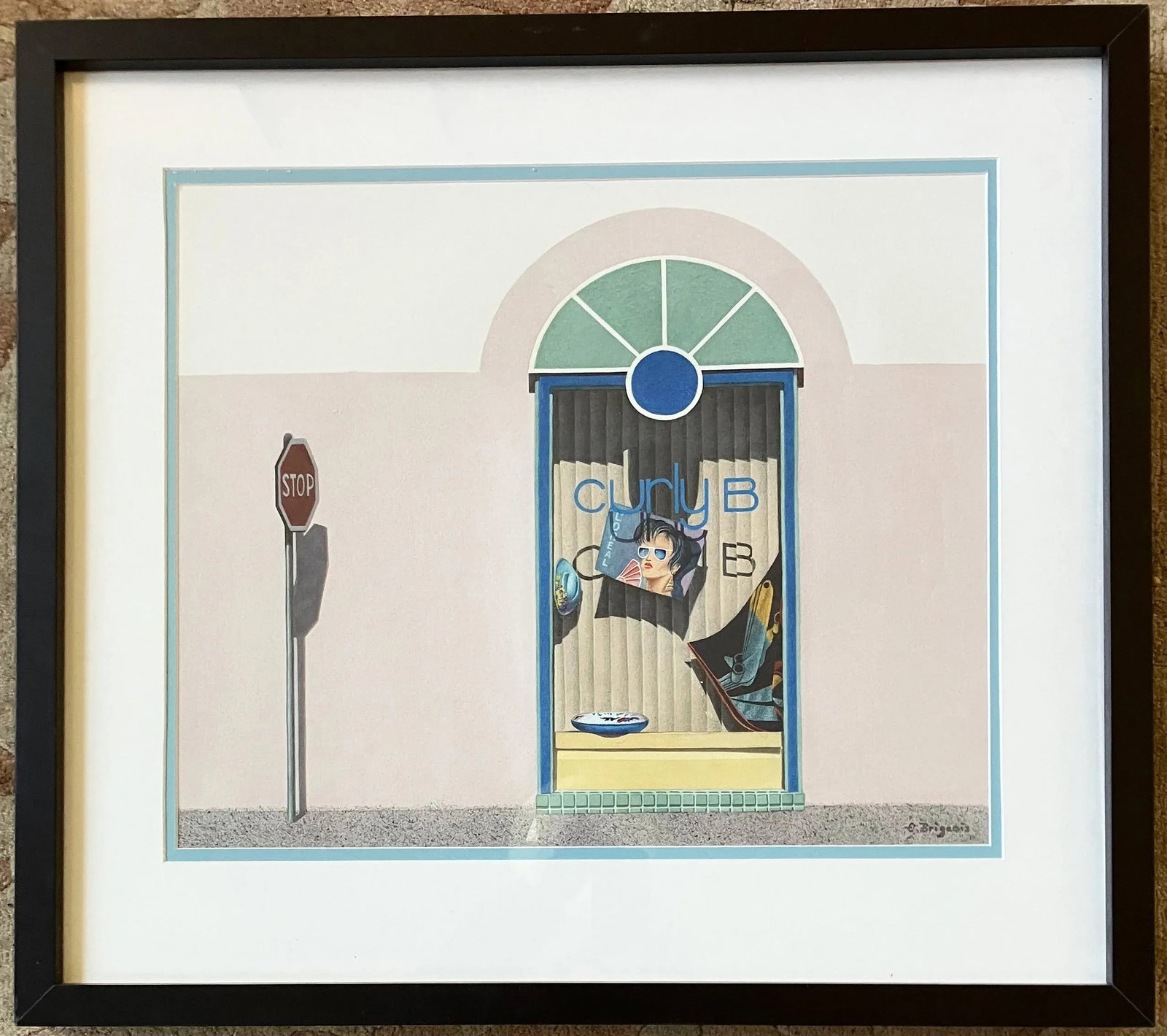 1987 Evelyne Brigeois Watercolor Painting, "A Storefront in Troyes, France" - 4