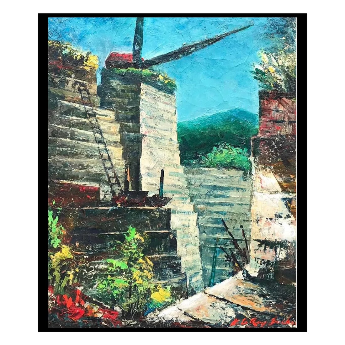 1940s John Leroy Jackson Georgia Quarry Oil Painting (1 of 7)