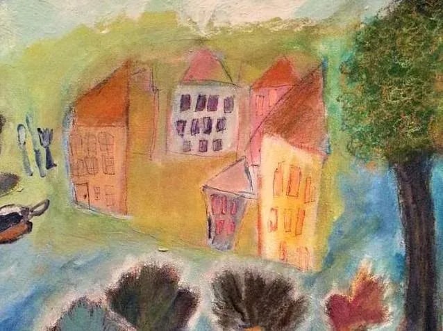 Original Expressionist Acrylic Painting on Canvas, "Traveling in the Land of Fairytales" - 2