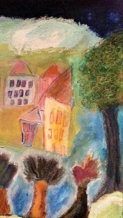 Original Expressionist Acrylic Painting on Canvas, "Traveling in the Land of Fairytales" - 4