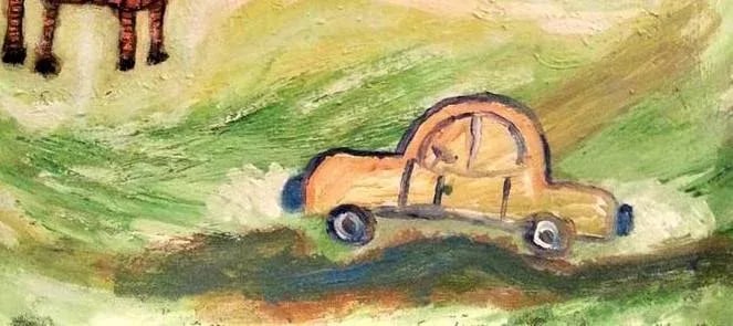 Original Expressionist Acrylic Painting on Canvas, "Traveling in the Land of Fairytales" - 6
