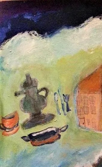 Original Expressionist Acrylic Painting on Canvas, "Traveling in the Land of Fairytales" - 8