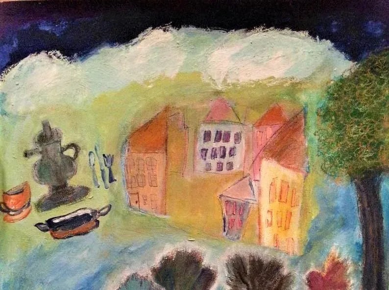 Original Expressionist Acrylic Painting on Canvas, "Traveling in the Land of Fairytales" - 9