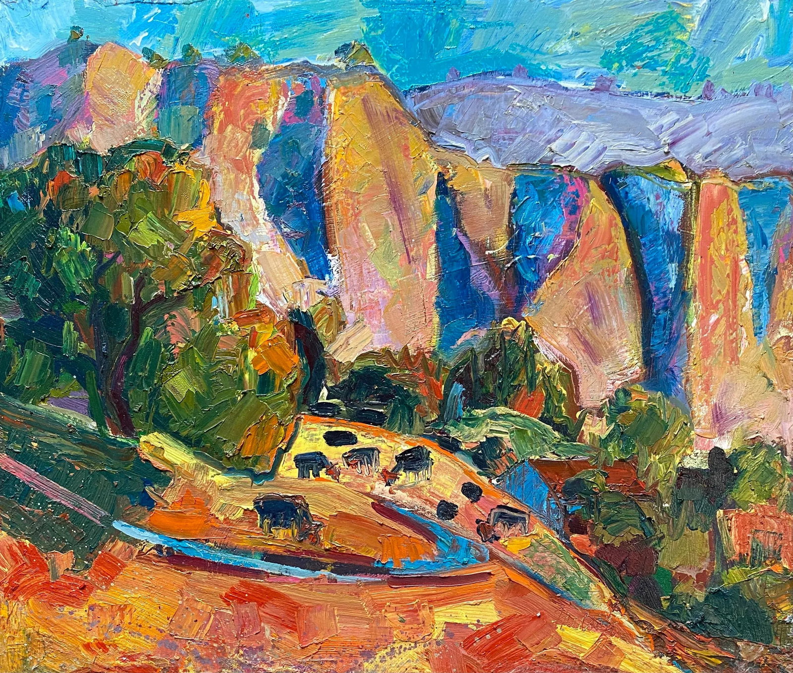 Contemporary Fauvist California Mountain Landscape Plein Air Original Painting: Painted on Mount Diablo. I have had this in my collection for years and am putting up for sale. I painted this alongside my friends and mentors. Condition: Imperfections: No Imperfections Origin: