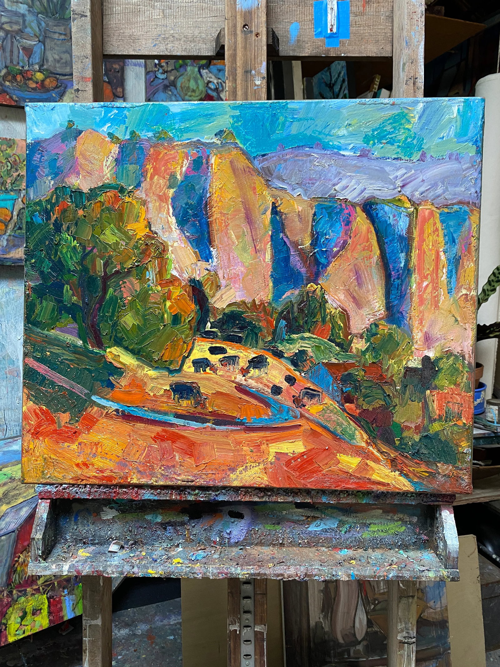 Contemporary Fauvist California Mountain Landscape Plein Air Original Painting - 2