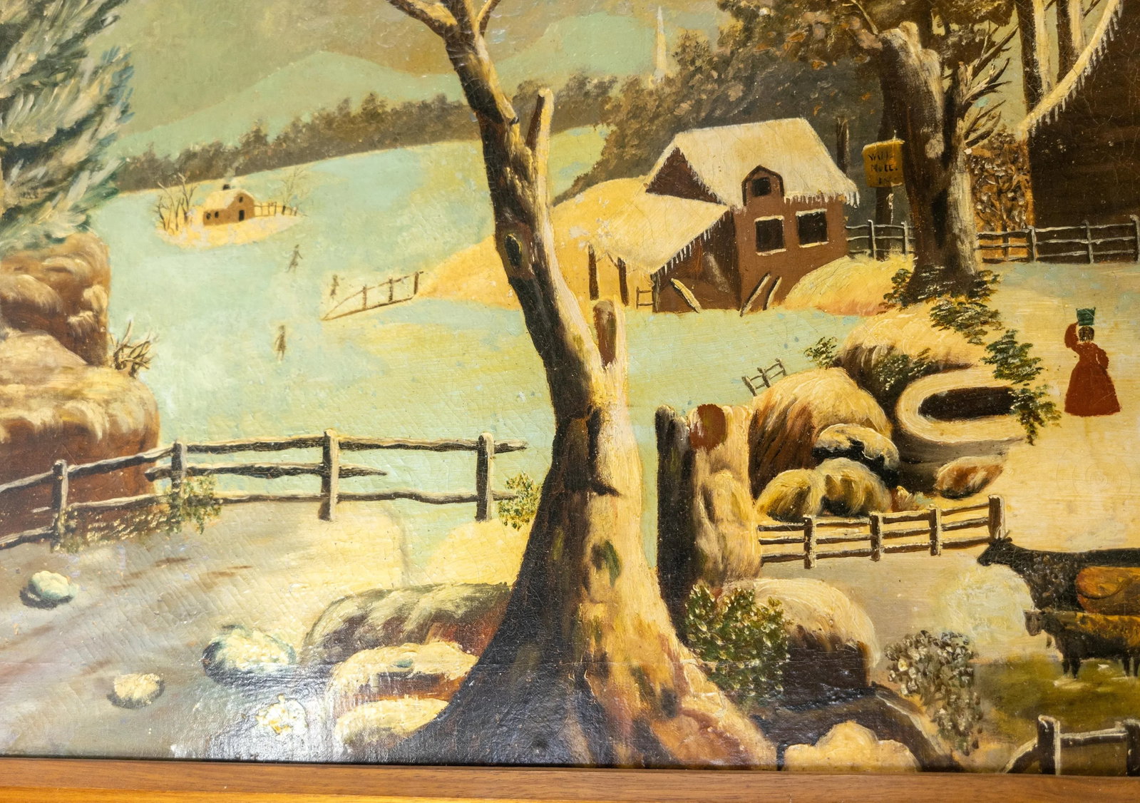 19th Century American Folk Art Americana Landscape Painting of a Farm - 10