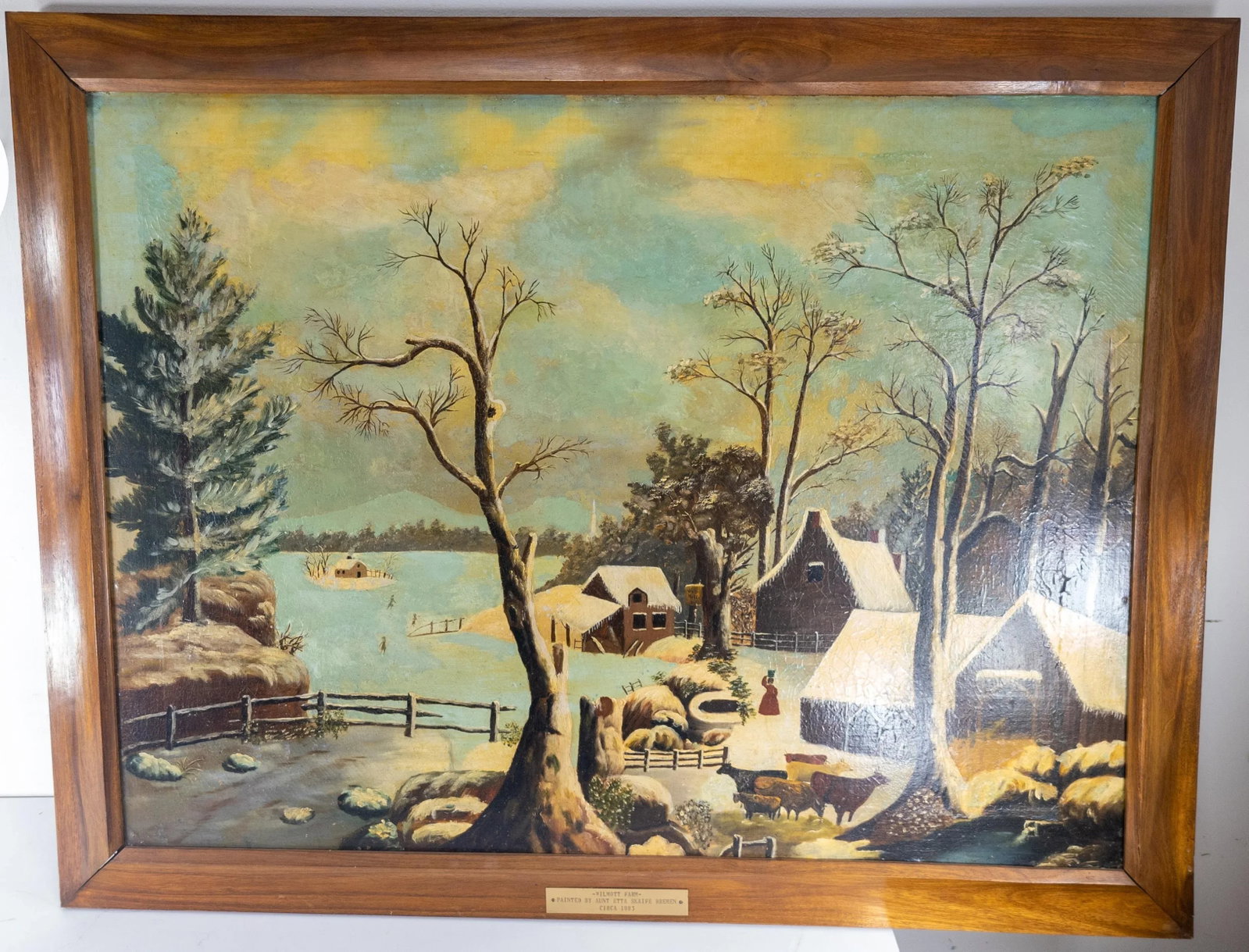 19th Century American Folk Art Americana Landscape Painting of a Farm - 13