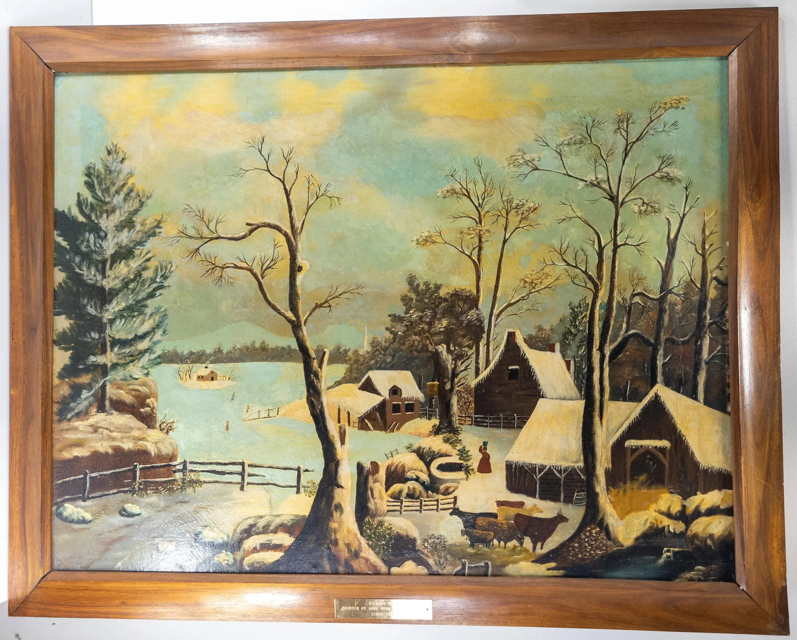 19th Century American Folk Art Americana Landscape Painting of a Farm - 2