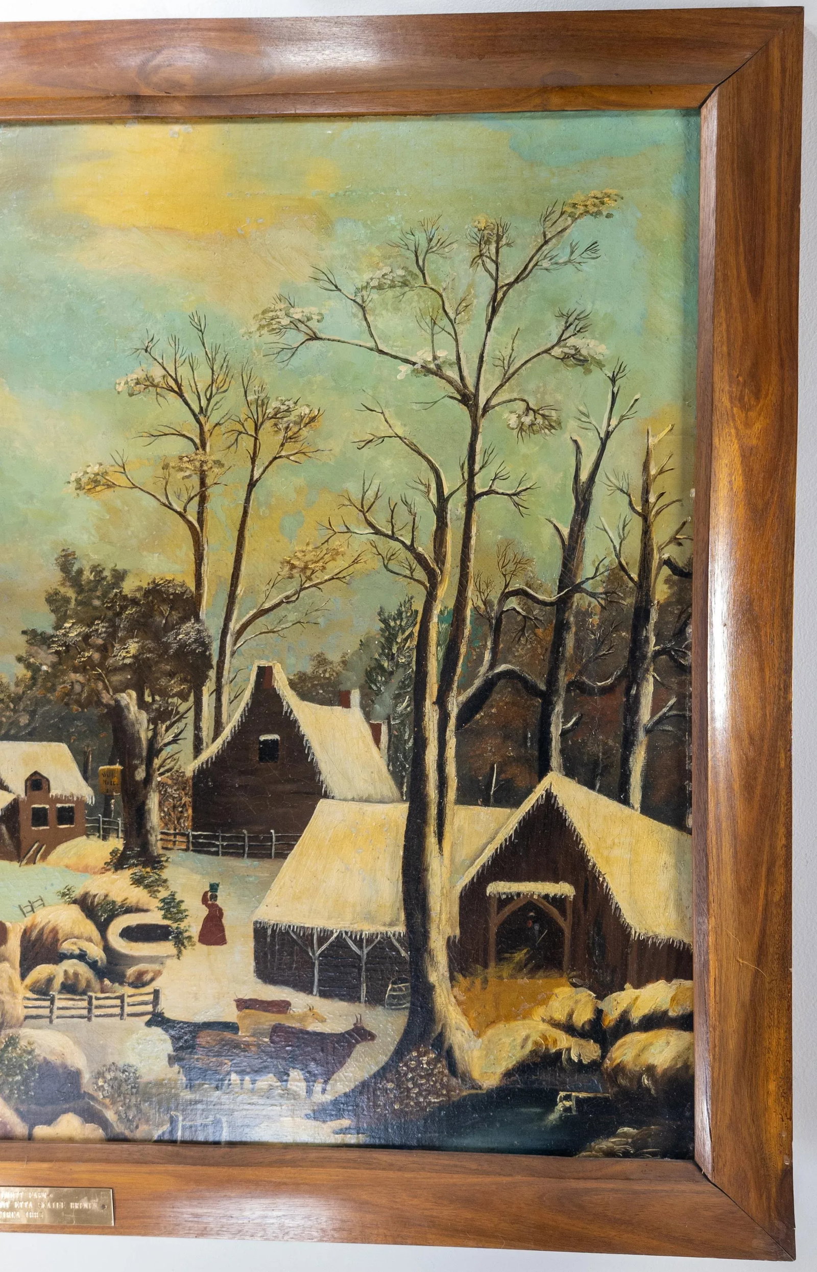 19th Century American Folk Art Americana Landscape Painting of a Farm - 5