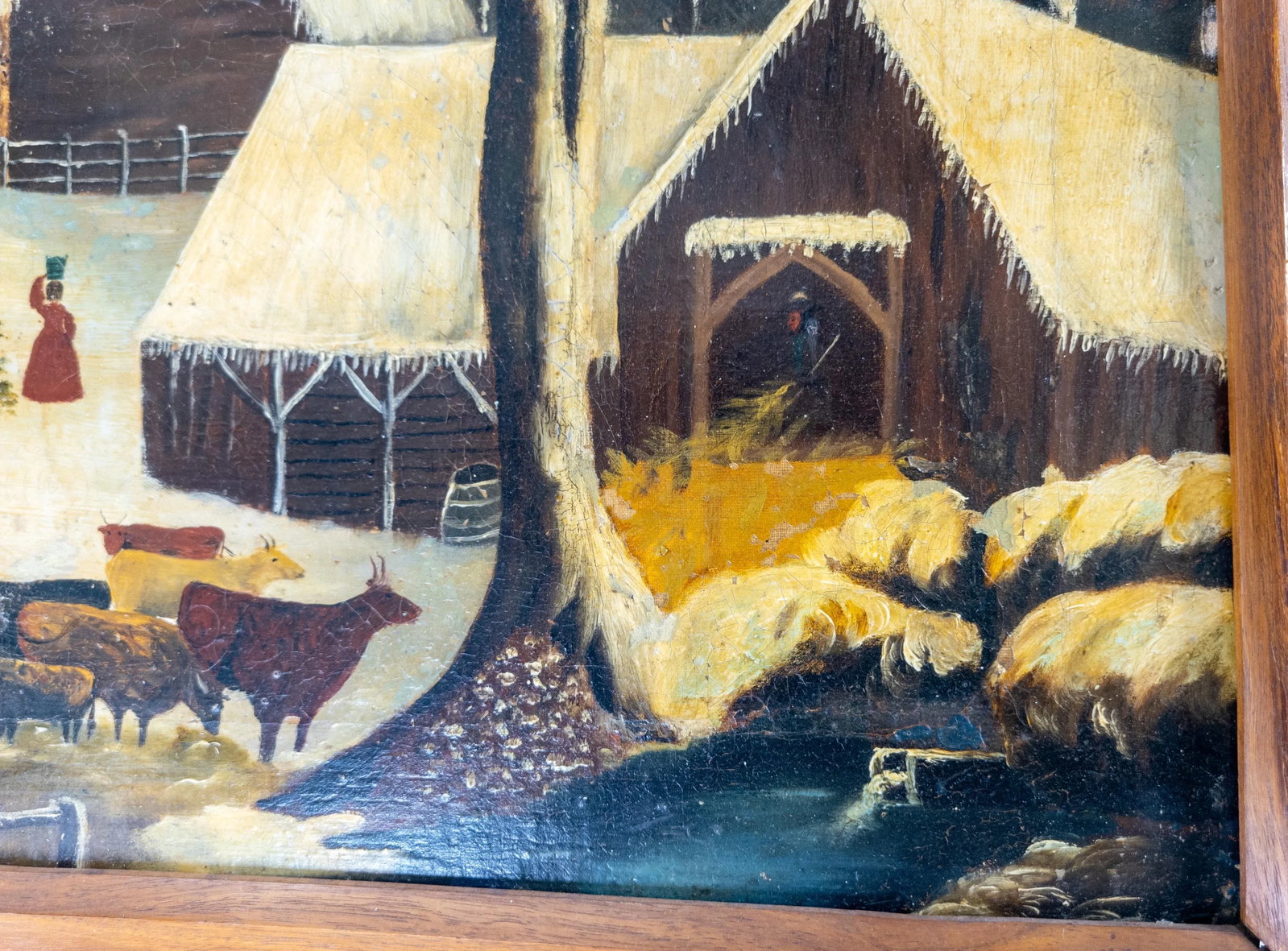 19th Century American Folk Art Americana Landscape Painting of a Farm - 9