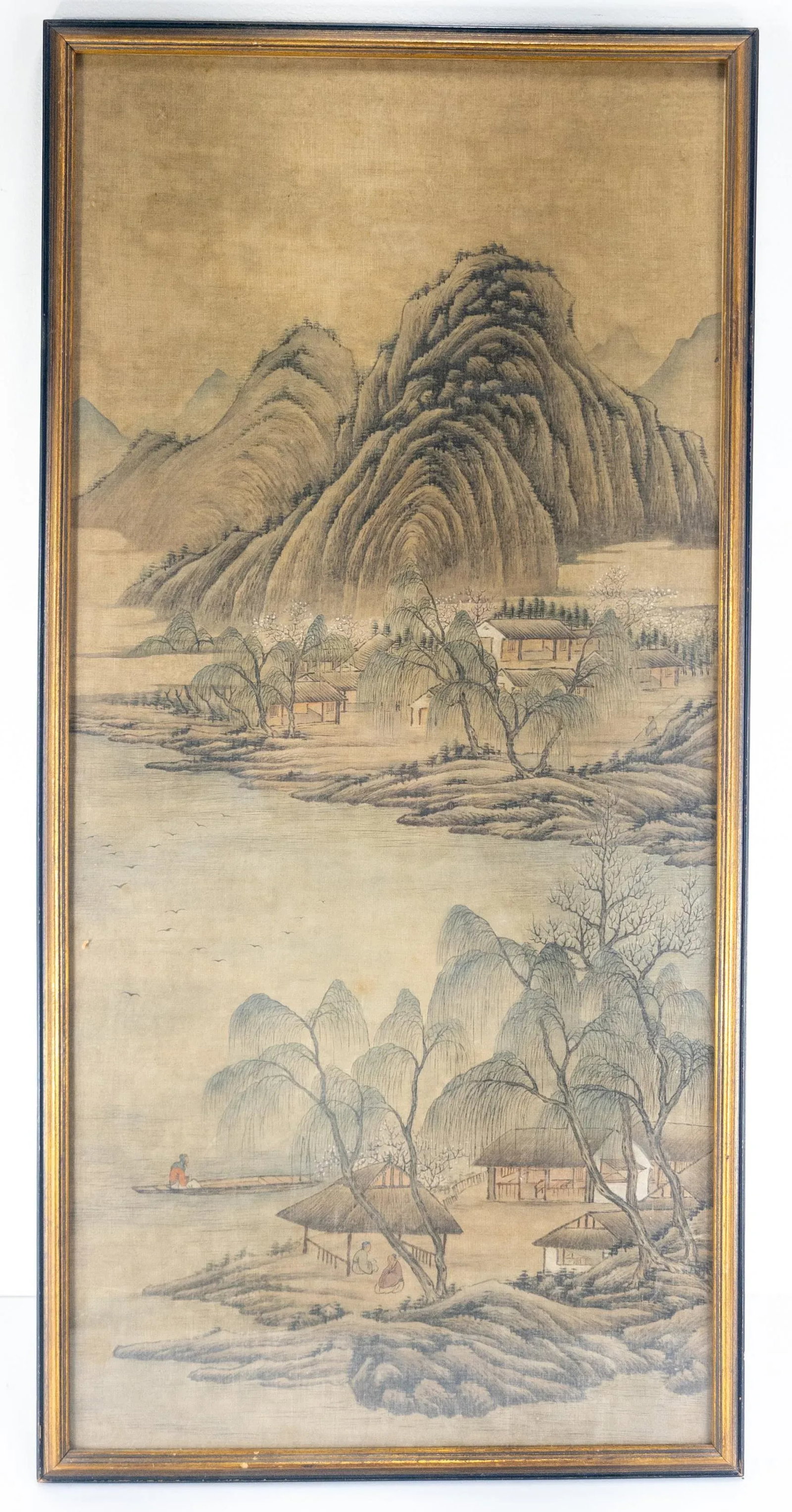 19th Century or Earlier Classical Chinese Watercolor Silk Scroll Landscape Painting - 13