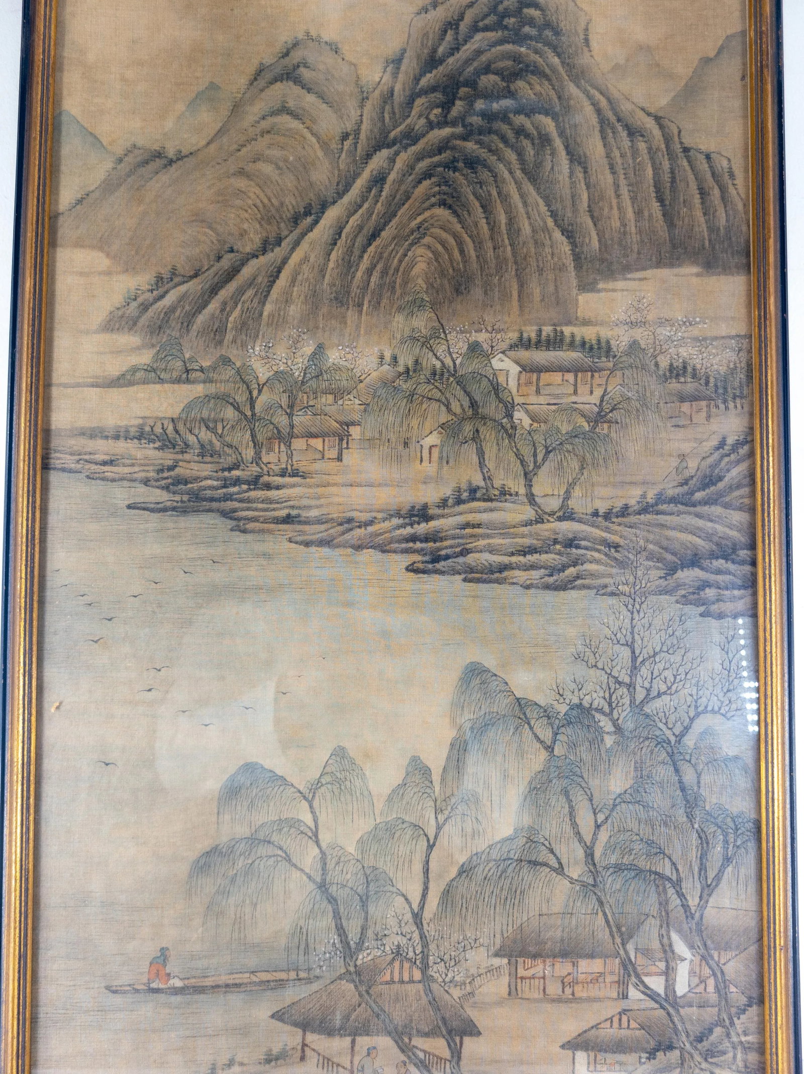 19th Century or Earlier Classical Chinese Watercolor Silk Scroll Landscape Painting - 3