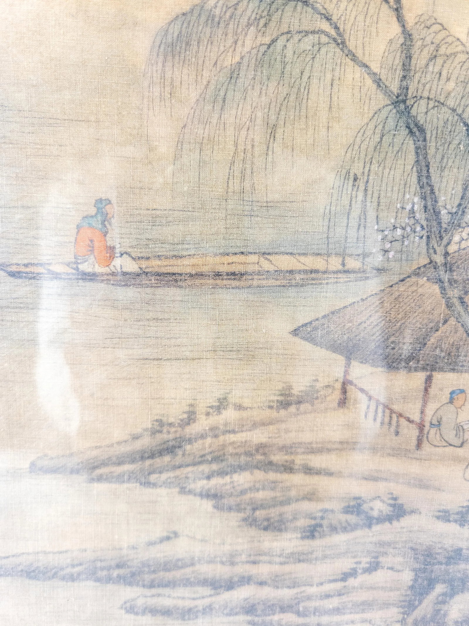 19th Century or Earlier Classical Chinese Watercolor Silk Scroll Landscape Painting - 5