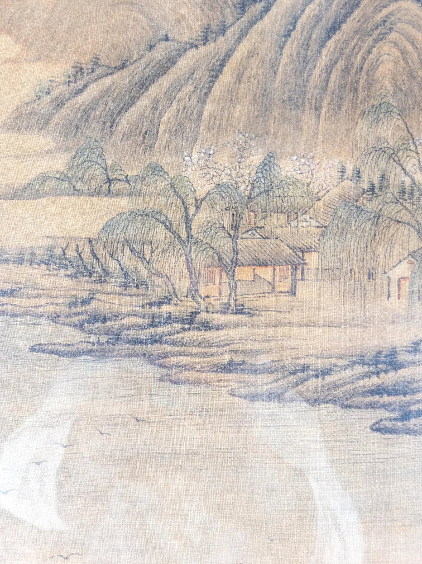 19th Century or Earlier Classical Chinese Watercolor Silk Scroll Landscape Painting - 9