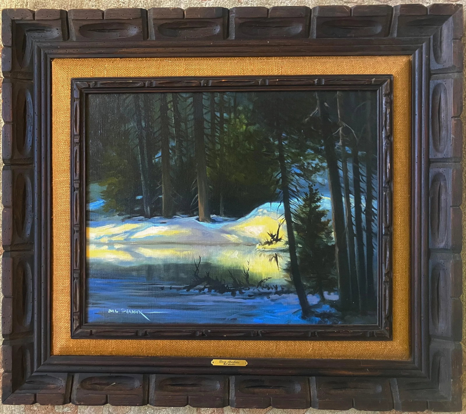 Circa 1980 Bill Shaddix Contemporary Western Expressionist Landscape Oil on Canvas, "Deep Shadows" - 4